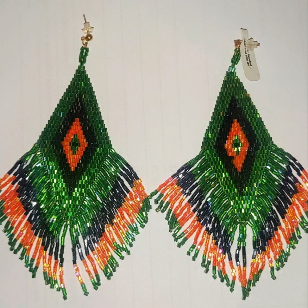Beaded diamond earrings